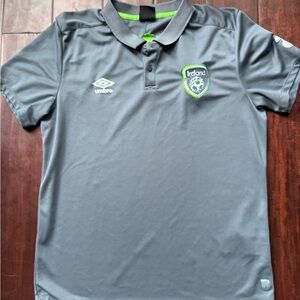 Umbro Grey Polo with Neon Green Trim